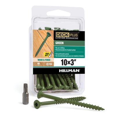 Hillman Deck Plus Green Deck Screws (#10 x 3in.) -40 Pack