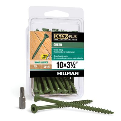 Hillman #10 x 3-1/2 in. Deck Plus Deck Screws, Green, 25-Pack