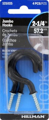 Hillman Cup Hooks Black Vinyl 0.5lb (4 Pack)