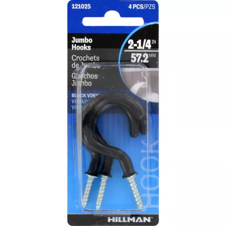 Hillman 0.5 lb Mug Hooks Black Vinyl 4 Pack Hardware Hooks