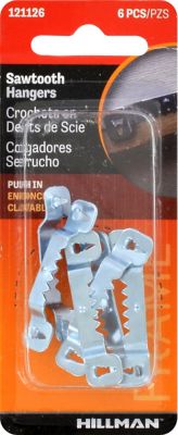 Hillman Small Push-in Sawtooth Hangers, 6-Pack
