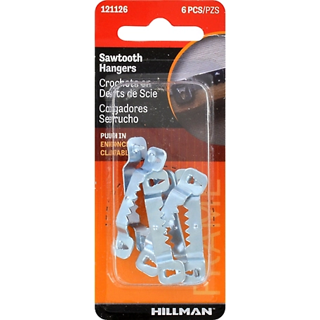 Hillman Small Push-in Sawtooth Hangers (6 Pack)