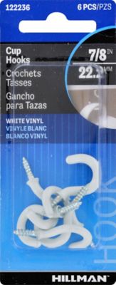 Image showing  Cup Hooks White Vinyl (7/8 in.) 0.5lb, 6-Pack