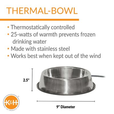 Image showing  15-Cup Thermal-Bowl Heated Stainless Steel Dog Water Bowl