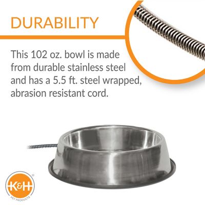 Image showing  15-Cup Thermal-Bowl Heated Stainless Steel Dog Water Bowl