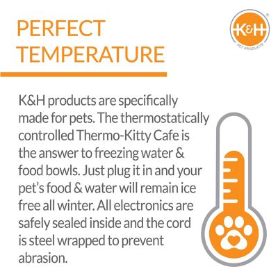 Image showing 5 th K&H Pet Products Thermo-Kitty Cafe Cat Double Diner with 2 Bowls, 12 oz. and 24 oz., Stainless/Black