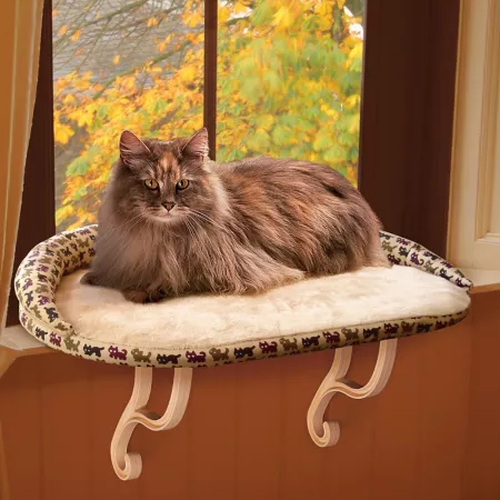 K&H Pet Products Kitty Sill Deluxe Window Cat Bed with Bolster Cat Window Perches & Wall Shelves