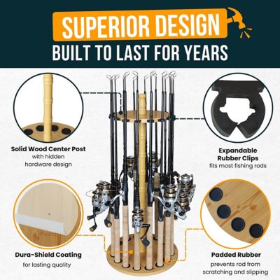 Image showing 6 th Rush Creek Creations 16-Rod Round Fishing Rod Storage Rack