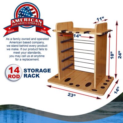 Image showing  14-Rod Fishing Rod Storage Rack with 4-Bait Storage Bin