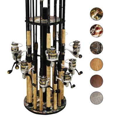 Rush Creek Creations 16-Rod Round Fishing Rod Storage Rack, Bass Pattern