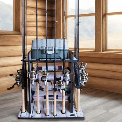 Rush Creek Creations 14-Rod Fishing Rod Storage Rack with 4-Bait Storage  Bin, Bass Pattern at Tractor Supply Co.