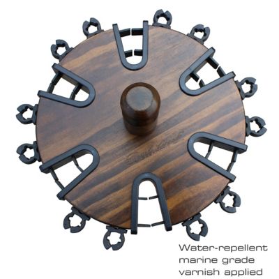 Image showing  24-Rod Round Wood Fishing Rod Storage Rack, Dark Stain