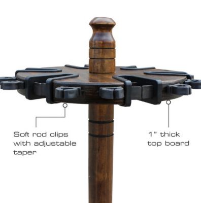 Image showing  24-Rod Round Wood Fishing Rod Storage Rack, Dark Stain