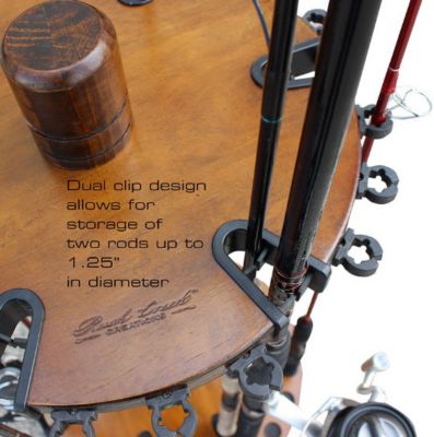 Image showing  30-Rod Spinning Wood Storage Rack, Light Stain