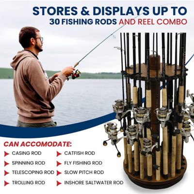 Image showing  30-Rod Wood Spinning Rod Storage Rack