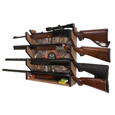 Rush Creek Creations 4-Gun Wall Storage Gun Rack, 20.88 in. x 5 in. x 21.5 in., Realtree Xtra Camo