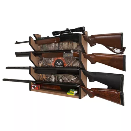 Rush Creek Creations 4-Gun Wall Mount 20.88 in x 5 in x 21.5 in Realtree Xtra Camo Wall Gun Racks