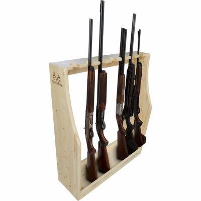 Rush Creek Creations 7-Gun Freestanding Wood Floor Gun Rack, 30 in. x 9.8 in. x 35.5 in., Realtree Camo