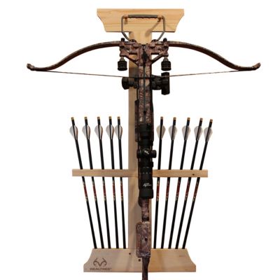 Rush Creek Creations Realtree 1-Crossbow and 10-Arrow Wall Wood Storage Rack