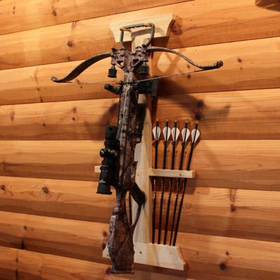 Image showing 6 th Rush Creek Creations Realtree 1-Crossbow and 10-Arrow Wall Wood Storage Rack
