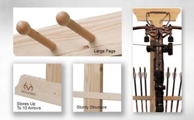 Image showing 7 th Rush Creek Creations Realtree 1-Crossbow and 10-Arrow Wall Wood Storage Rack