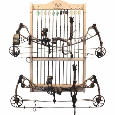 Rush Creek Creations Realtree 2-Compound Bow and 12-Arrow Wall Wood Storage Rack