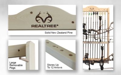 Image showing 6 th Rush Creek Creations Realtree 2-Compound Bow and 12-Arrow Wall Wood Storage Rack
