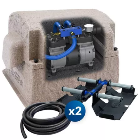 Airmax 4.7 CFM PondSeries Pond Aeration System PS20 2 Diffusers 115V (2) 100' Rolls of 3/8" Airline Up to 2 Acres Pond Aerators