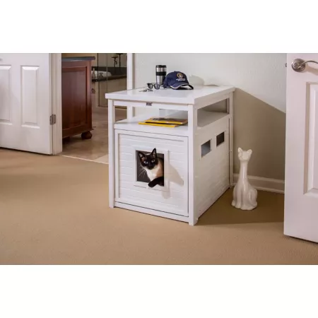 Habitat 'n Home Jumbo Loo Cat Litter Box with Lid Antique White Covered Litter Boxes