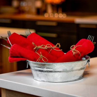 Image showing 1 qt. Hot Dipped-Zinc Steel Round Low Flat Tubs, 3-Pack