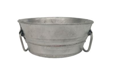 Image showing 1 qt. Hot Dipped-Zinc Steel Round Low Flat Tubs, 3-Pack