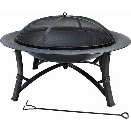 Bond 35 In Round Steel Wood Burning, 25 Fire Pit Bowl