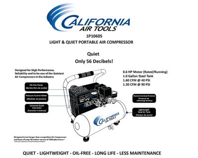 Image showing  0.6 HP 1 gal. Single-Stage Light and Quiet Steel Tank Portable Air Compressor