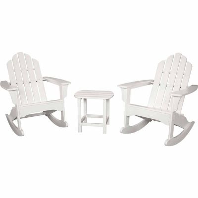 Hanover 3-Piece All-Weather Rocking Adirondack Patio Set, White, ADROCKER3PCWH