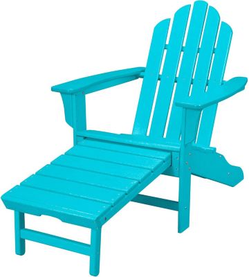 Hanover All-Weather Contoured Adirondack Chair with Hideaway Ottoman, White