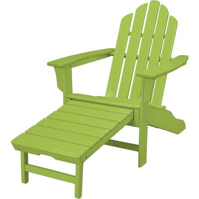 Hanover All-Weather Contoured Adirondack Chair with Hideaway Ottoman, White