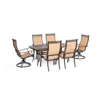 Hanover 7 pc. Manor Outdoor Dining Set, Includes 2 Swivel Rockers