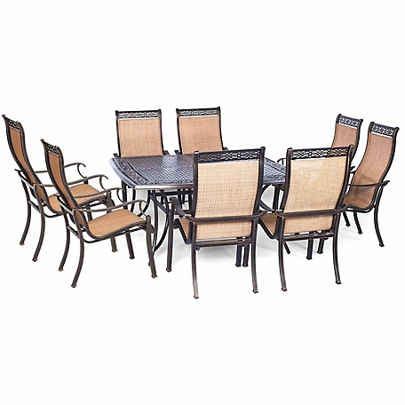 Hanover Manor 9-Piece Outdoor Dining Set with Large Square Table, MANDN9PCSQ