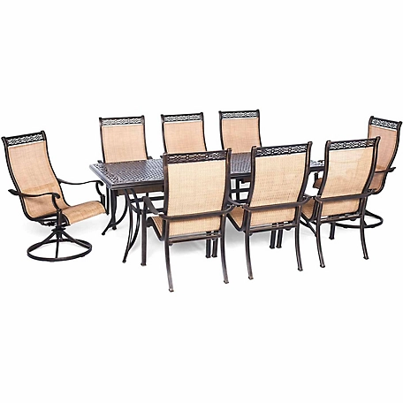 Hanover Manor 9-Piece Outdoor Dining Set with Two Swivel Rockers, MANDN9PCSW-2