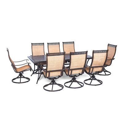 Hanover 9 pc. Manor Outdoor Dining Set, Includes 8 Swivel Rockers