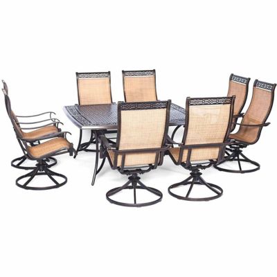 Hanover Manor 9-Piece Outdoor Dining Set with Large Square Table & Eight Swivel Rockers, MANDN9PCSWSQ-8 My outdoor dining set is
