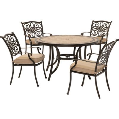 Hanover 5 pc. Monaco Patio Dining Set, Includes 4 Cushioned Dining Chairs and 51 in. Tile-Top Table, MONDN5PC