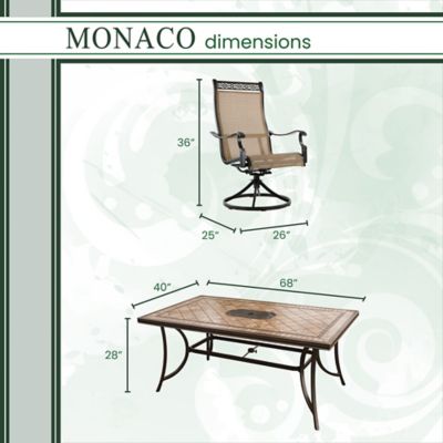 Image showing  Monaco 7-Piece Patio Dining Set in Natural Oat with 4 Dining Chairs, 2 Swivel Rockers, and Table