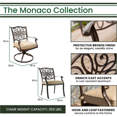 Image showing  Monaco 7-Piece Patio Dining Set in Natural Oat with 4 Dining Chairs, 2 Swivel Rockers, and Table