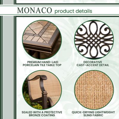 Image showing  Monaco 7-Piece Patio Dining Set in Natural Oat with 4 Dining Chairs, 2 Swivel Rockers, and Table