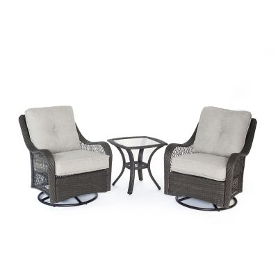 Hanover 3 pc. Orleans Swivel Gliding Chat Set, Heather Gray/Gray Weave