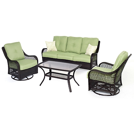 Hanover 4 pc. Orleans All-Weather Patio Set, Avocado Green