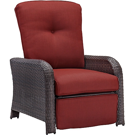 Hanover Strathmere Luxury Outdoor Recliner in Silver Lining, Crimson