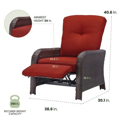Image showing  Strathmere Luxury Outdoor Recliner in Silver Lining, Crimson