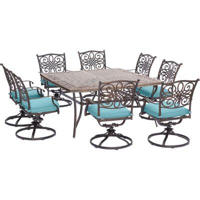 Hanover Traditions 9 pc. Square Dining Set in Blue, TRAD9PCSWSQ8-BLU